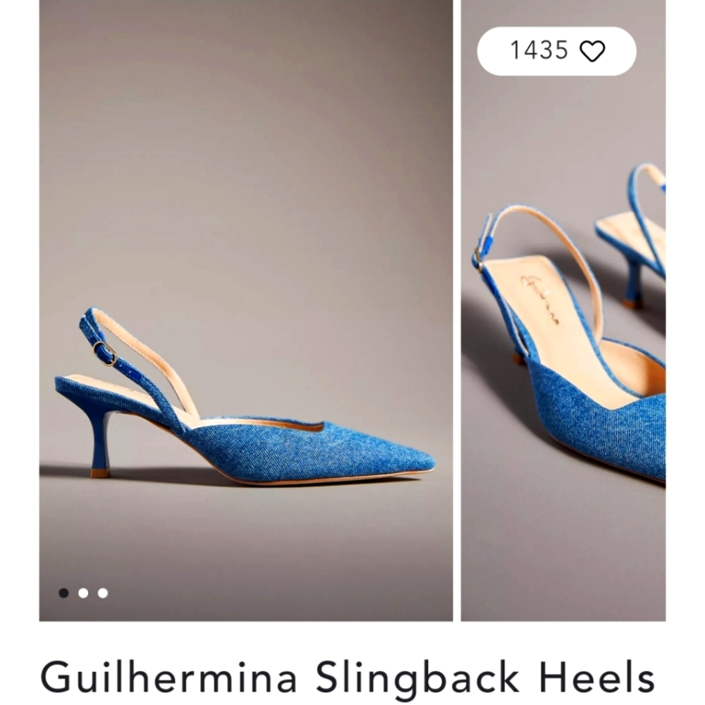 Anthropologie Guilhermina Slingback Kitten Heel in Denim
